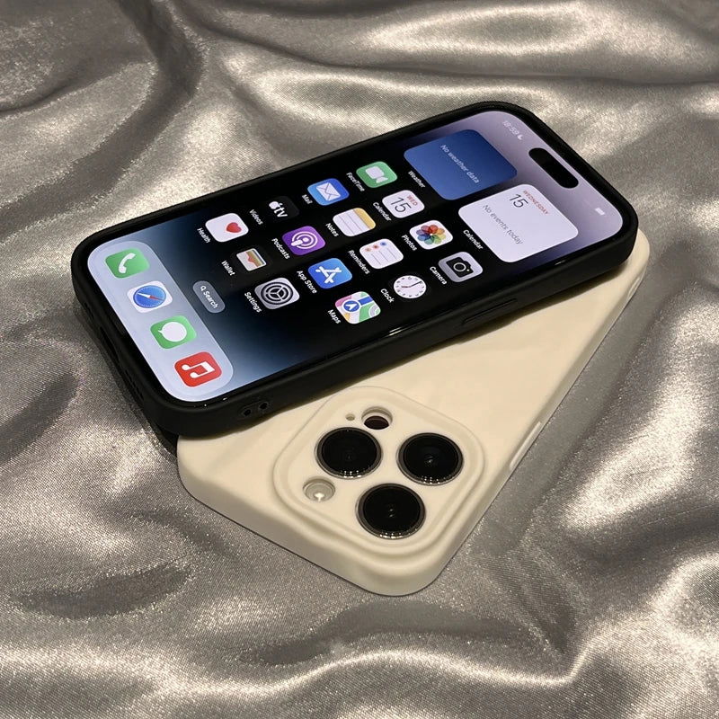 Soft Fold Pattern Phone Case For iPhone 11 12 13 14 15 Pro Max X Xs XR Max Plus Candy Bumper Silicone Cover - Slobuy