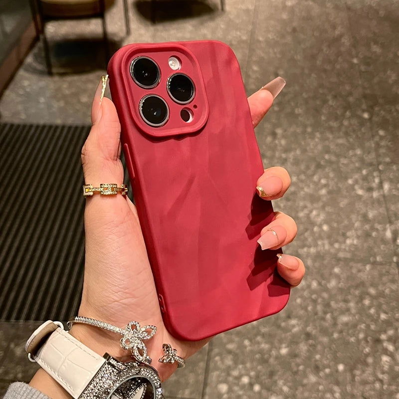 Soft Fold Pattern Phone Case For iPhone 11 12 13 14 15 Pro Max X Xs XR Max Plus Candy Bumper Silicone Cover - Slobuy