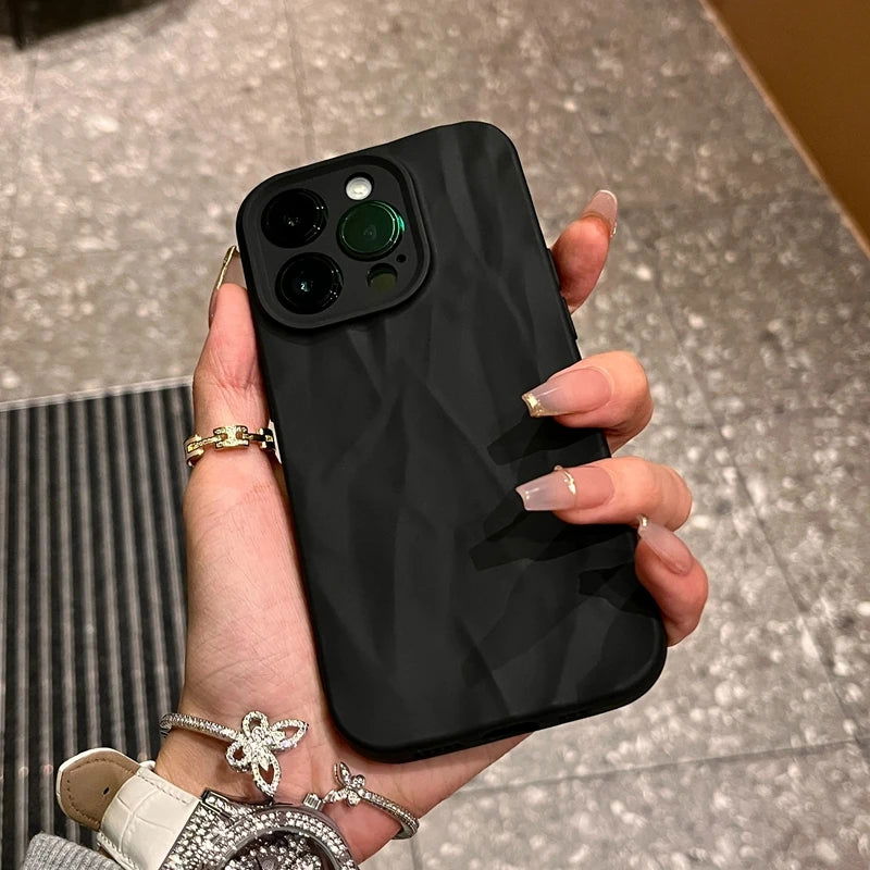 Soft Fold Pattern Phone Case For iPhone 11 12 13 14 15 Pro Max X Xs XR Max Plus Candy Bumper Silicone Cover - Slobuy