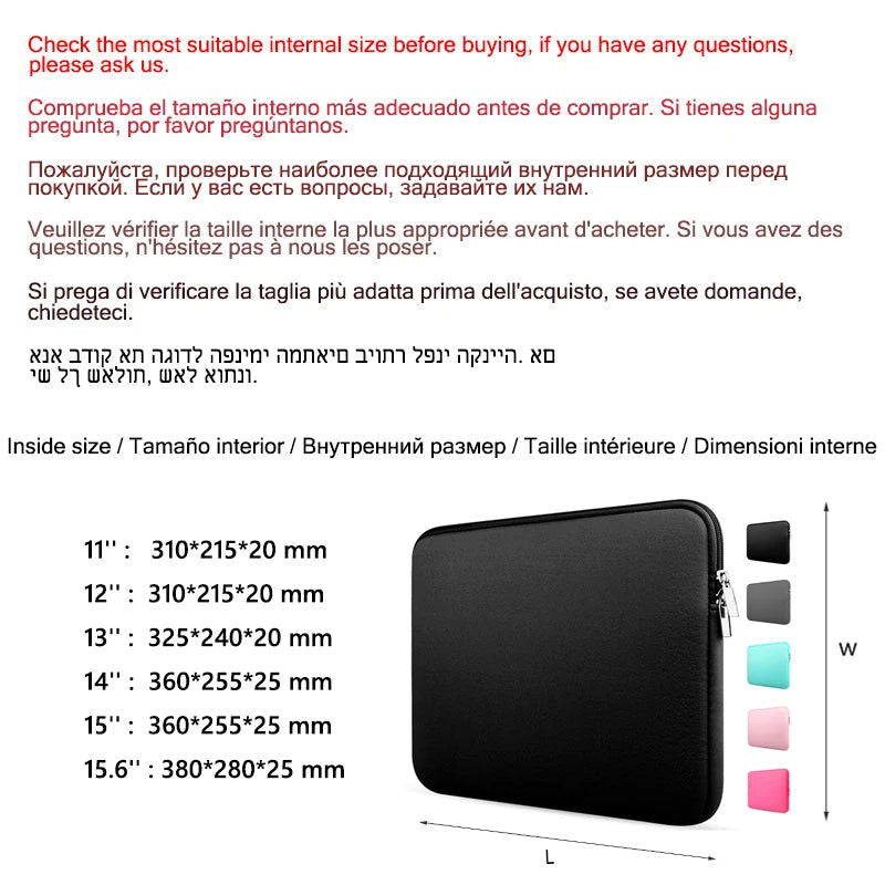 Soft Laptop Bag For Xiaomi Hp Dell Lenovo Notebook Computer For Macbook Air Pro Retina 11 12 13 14 15 15.6 Sleeve Case Cover - Slobuy