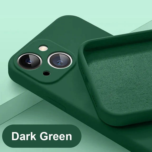 Soft Luxury Square Official Liquid Silicone Phone Case For iPhone 15 14 13 12 11 Pro Mini Max XR Plus SE 2020 Cover - Slobuy