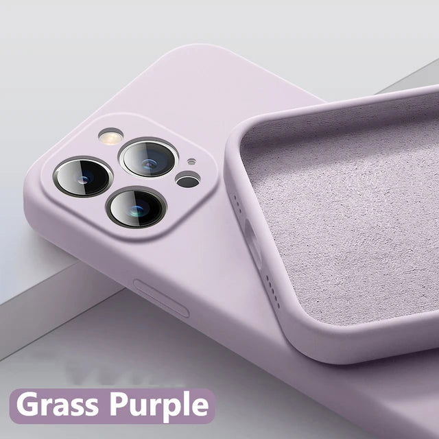Soft Luxury Square Official Liquid Silicone Phone Case For iPhone 15 14 13 12 11 Pro Mini Max XR Plus SE 2020 Cover - Slobuy