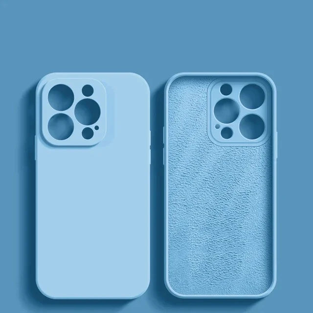 Soft Luxury Square Official Liquid Silicone Phone Case For iPhone 15 14 13 12 11 Pro Mini Max XR Plus SE 2020 Cover - Slobuy