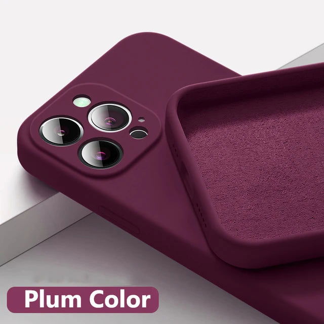 Soft Luxury Square Official Liquid Silicone Phone Case For iPhone 15 14 13 12 11 Pro Mini Max XR Plus SE 2020 Cover - Slobuy
