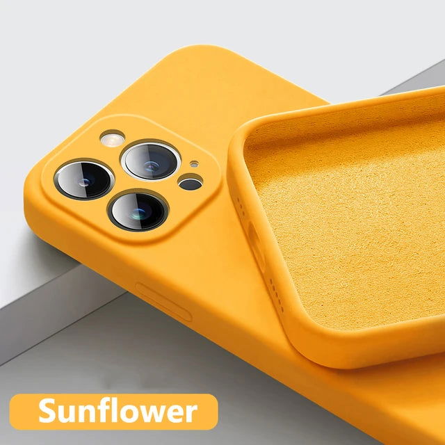 Soft Luxury Square Official Liquid Silicone Phone Case For iPhone 15 14 13 12 11 Pro Mini Max XR Plus SE 2020 Cover - Slobuy
