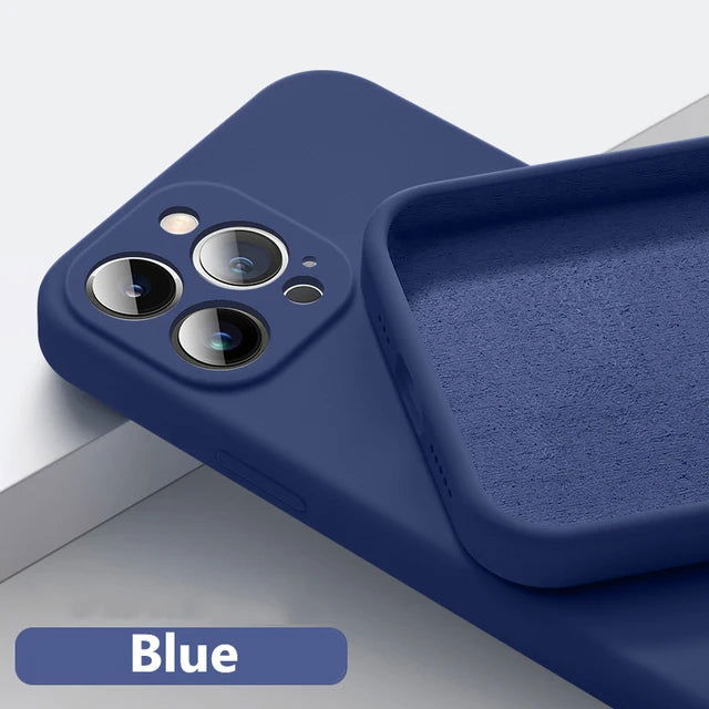Soft Luxury Square Official Liquid Silicone Phone Case For iPhone 15 14 13 12 11 Pro Mini Max XR Plus SE 2020 Cover - Slobuy