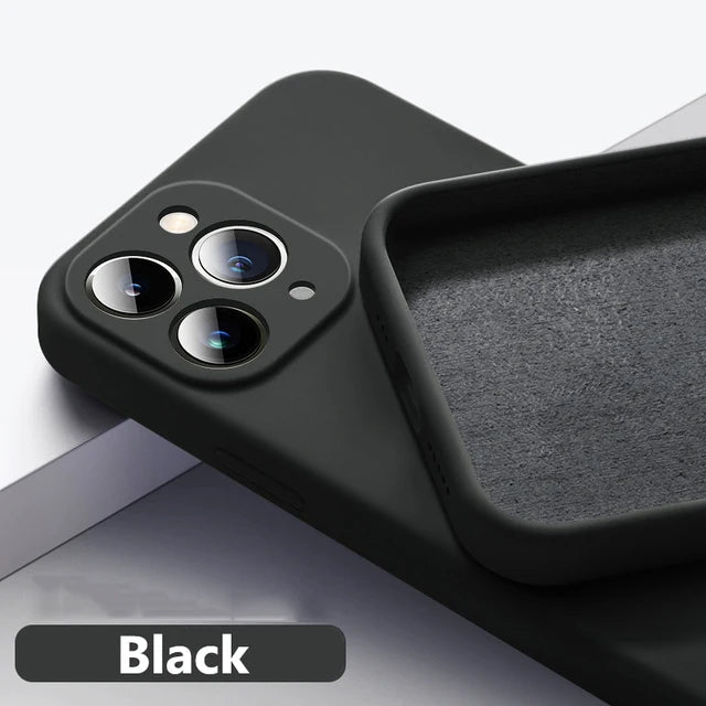 Soft Luxury Square Official Liquid Silicone Phone Case For iPhone 15 14 13 12 11 Pro Mini Max XR Plus SE 2020 Cover - Slobuy