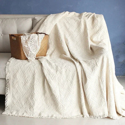 Soft Sofa Blanket Camping Picnic Mat Travel Throw Blankets with Tassel Knitted Summer Air Conditioning Towels Bed Plaid 담요 - Slobuy