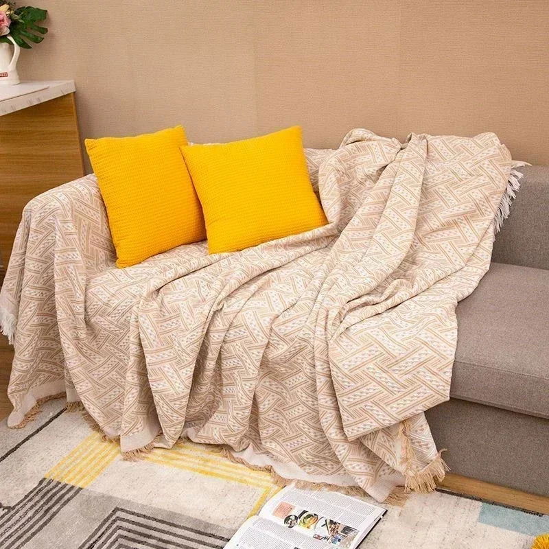 Soft Sofa Blanket Camping Picnic Mat Travel Throw Blankets with Tassel Knitted Summer Air Conditioning Towels Bed Plaid 담요 - Slobuy