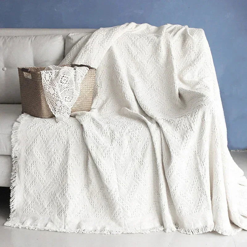 Soft Sofa Blanket Camping Picnic Mat Travel Throw Blankets with Tassel Knitted Summer Air Conditioning Towels Bed Plaid 담요 - Slobuy