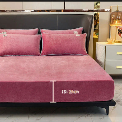Soft Velvet Fitted Sheet with Elastic Bands Non Slip Adjustable Mattress Covers for Single Double King Queen Bed 160x200cm - Slobuy
