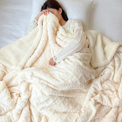 Soft Woolen Blanket for Bedding and Sofa, Warm Lamb Velvet Flannel Cover Blanket for Office, Air Conditioning and Nap - Slobuy