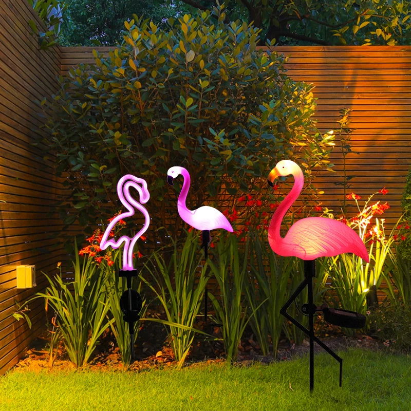Solar Flamingo Light LED Outdoor Courtyard Lamp Garden Light Waterproof Stake Light Pathway Decor Solar Patio Ground Lantern - Slobuy