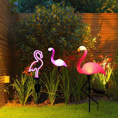 Solar Flamingo Light LED Outdoor Courtyard Lamp Garden Light Waterproof Stake Light Pathway Decor Solar Patio Ground Lantern - Slobuy