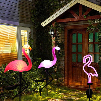 Solar Flamingo Light LED Outdoor Courtyard Lamp Garden Light Waterproof Stake Light Pathway Decor Solar Patio Ground Lantern - Slobuy