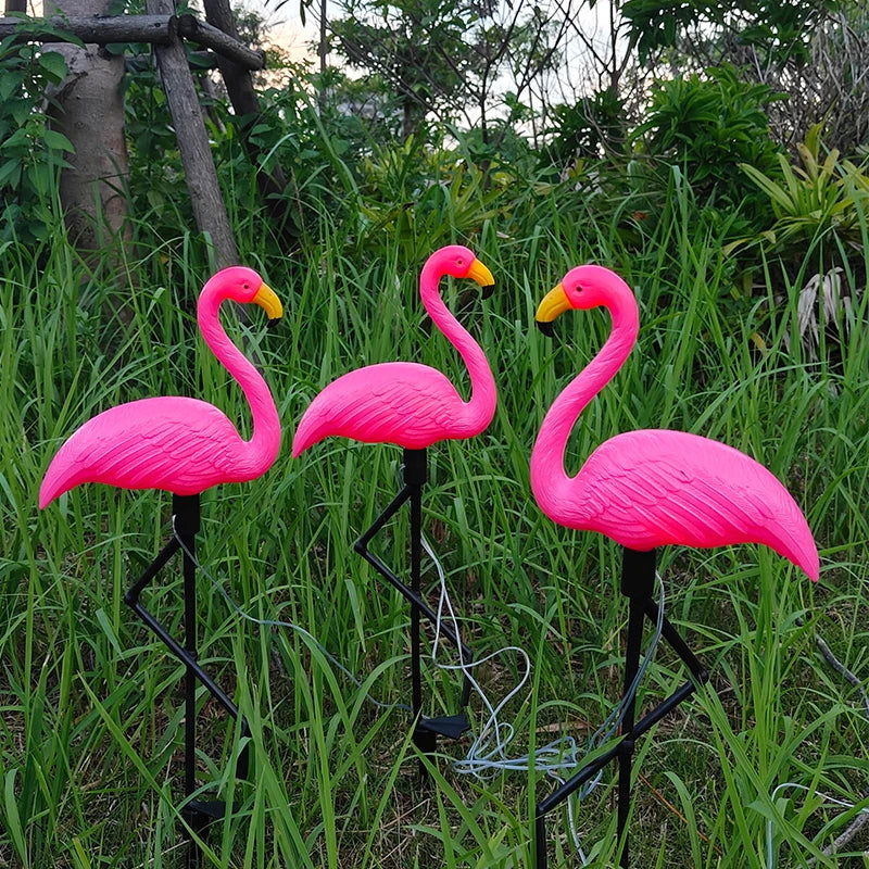 Solar Flamingo Light LED Outdoor Courtyard Lamp Garden Light Waterproof Stake Light Pathway Decor Solar Patio Ground Lantern - Slobuy