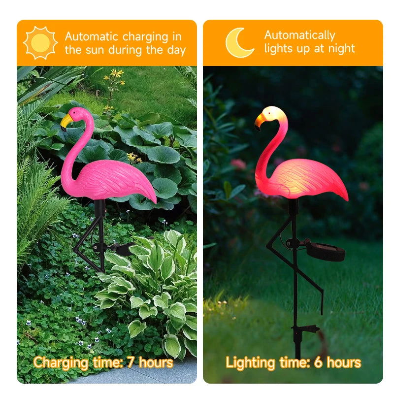 Solar Flamingo Light LED Outdoor Courtyard Lamp Garden Light Waterproof Stake Light Pathway Decor Solar Patio Ground Lantern - Slobuy