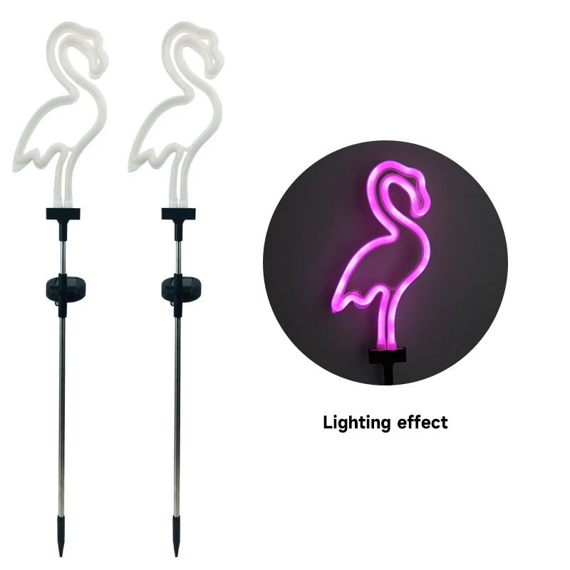 Solar Flamingo Light LED Outdoor Courtyard Lamp Garden Light Waterproof Stake Light Pathway Decor Solar Patio Ground Lantern - Slobuy