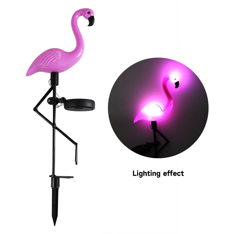 Solar Flamingo Light LED Outdoor Courtyard Lamp Garden Light Waterproof Stake Light Pathway Decor Solar Patio Ground Lantern - Slobuy