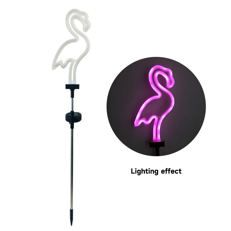 Solar Flamingo Light LED Outdoor Courtyard Lamp Garden Light Waterproof Stake Light Pathway Decor Solar Patio Ground Lantern - Slobuy