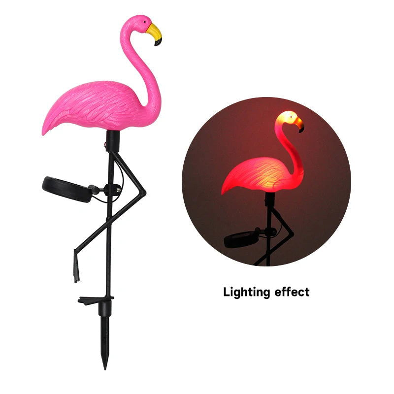 Solar Flamingo Light LED Outdoor Courtyard Lamp Garden Light Waterproof Stake Light Pathway Decor Solar Patio Ground Lantern - Slobuy