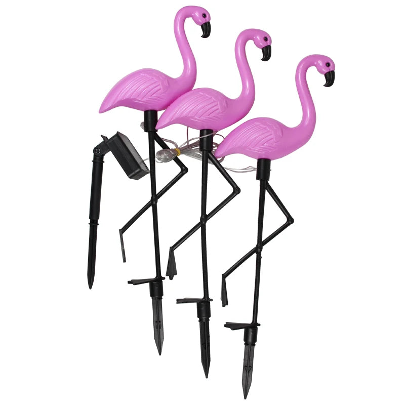 Solar Flamingo Light LED Outdoor Courtyard Lamp Garden Light Waterproof Stake Light Pathway Decor Solar Patio Ground Lantern - Slobuy