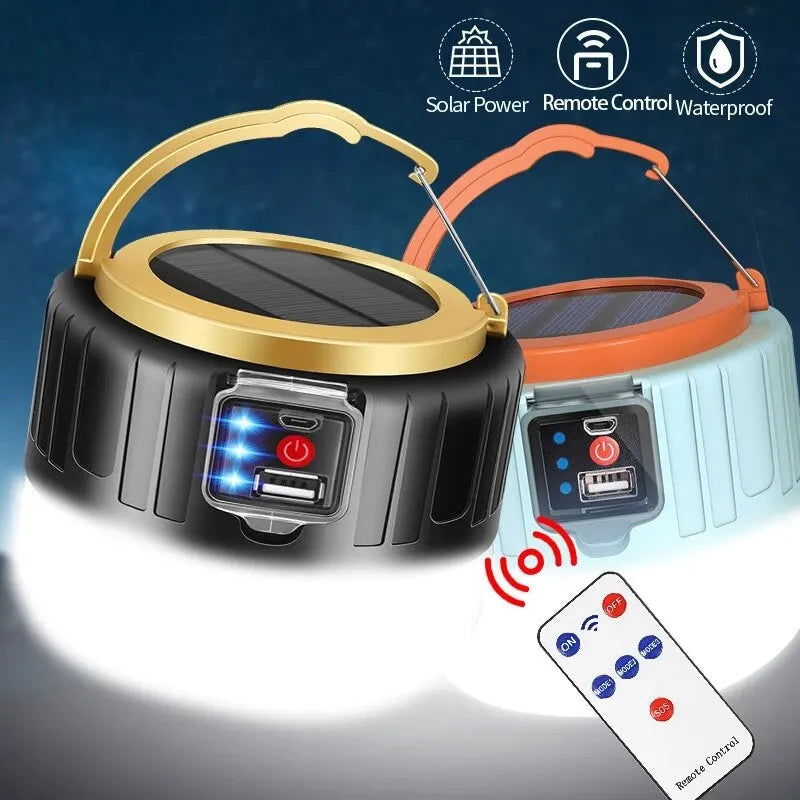 Solar LED Camping Light Waterproof Rechargeable Tent Lamp Portable Lanterns Outdoor Emergency Lights Market Energy Saving Bulb - Slobuy