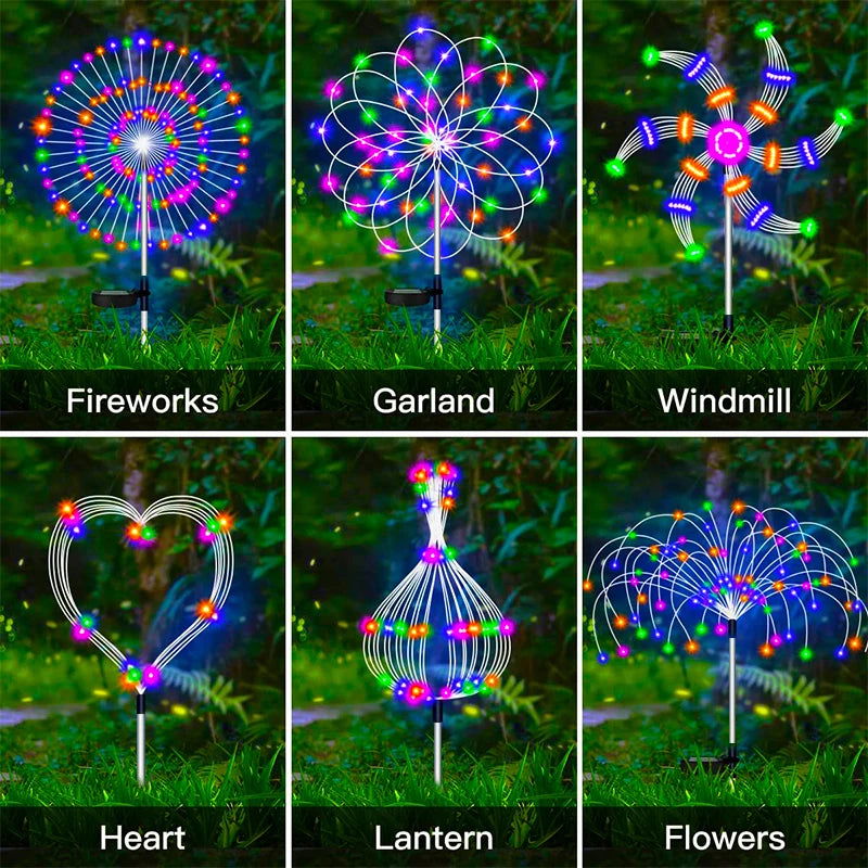 Solar LED Firework Fairy Lights Outdoor Waterproof Garden Decoration Lawn Pathway Solar Lamp - Slobuy