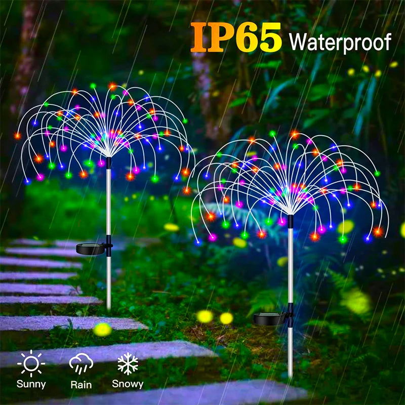 Solar LED Firework Fairy Lights Outdoor Waterproof Garden Decoration Lawn Pathway Solar Lamp - Slobuy