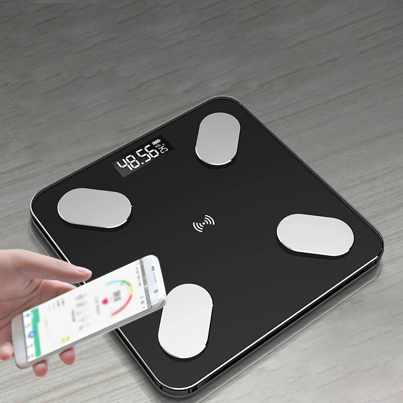 Solar Power Body Fat Scale Smart Digital Scale with Tape Weighting Scale Bluetooth Connected Phone Analyzer Bathroom Accessories - Slobuy
