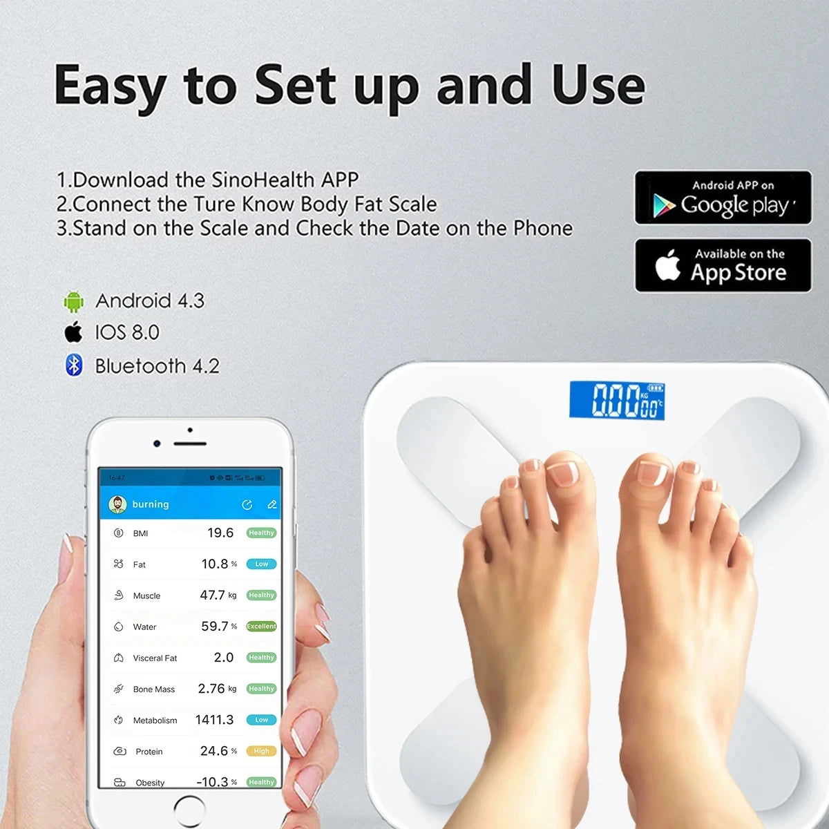 Solar Power Body Fat Scale Smart Digital Scale with Tape Weighting Scale Bluetooth Connected Phone Analyzer Bathroom Accessories - Slobuy