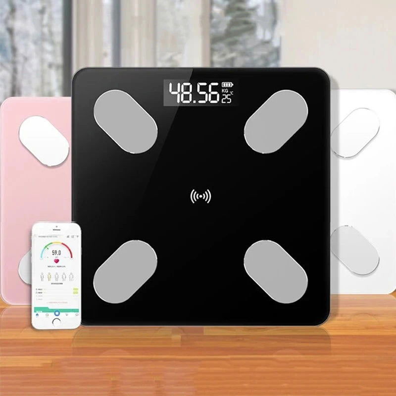 Solar Power Body Fat Scale Smart Digital Scale with Tape Weighting Scale Bluetooth Connected Phone Analyzer Bathroom Accessories - Slobuy