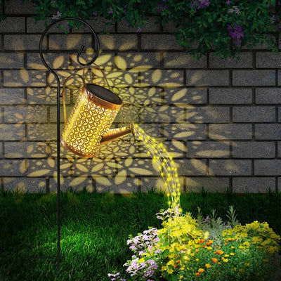 Solar Watering Can with Cascading Light Water Can Solar Lights Garden Decorative Solar Waterfall Lights Waterproof Hanging Light - Slobuy