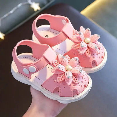 Solid Bow Children's Summer Shoes Cute PVC Beach Non Slip Sandals For Baby Girls Footwear Soft Infant Kids Fashion Sandals - Slobuy