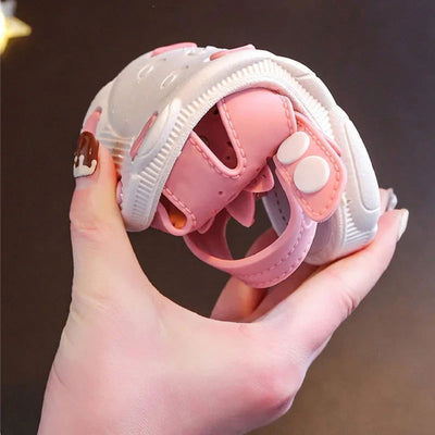 Solid Bow Children's Summer Shoes Cute PVC Beach Non Slip Sandals For Baby Girls Footwear Soft Infant Kids Fashion Sandals - Slobuy