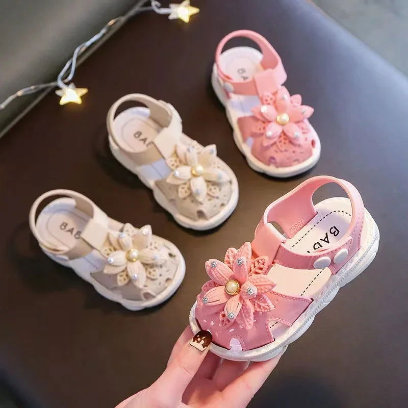 Solid Bow Children's Summer Shoes Cute PVC Beach Non Slip Sandals For Baby Girls Footwear Soft Infant Kids Fashion Sandals - Slobuy