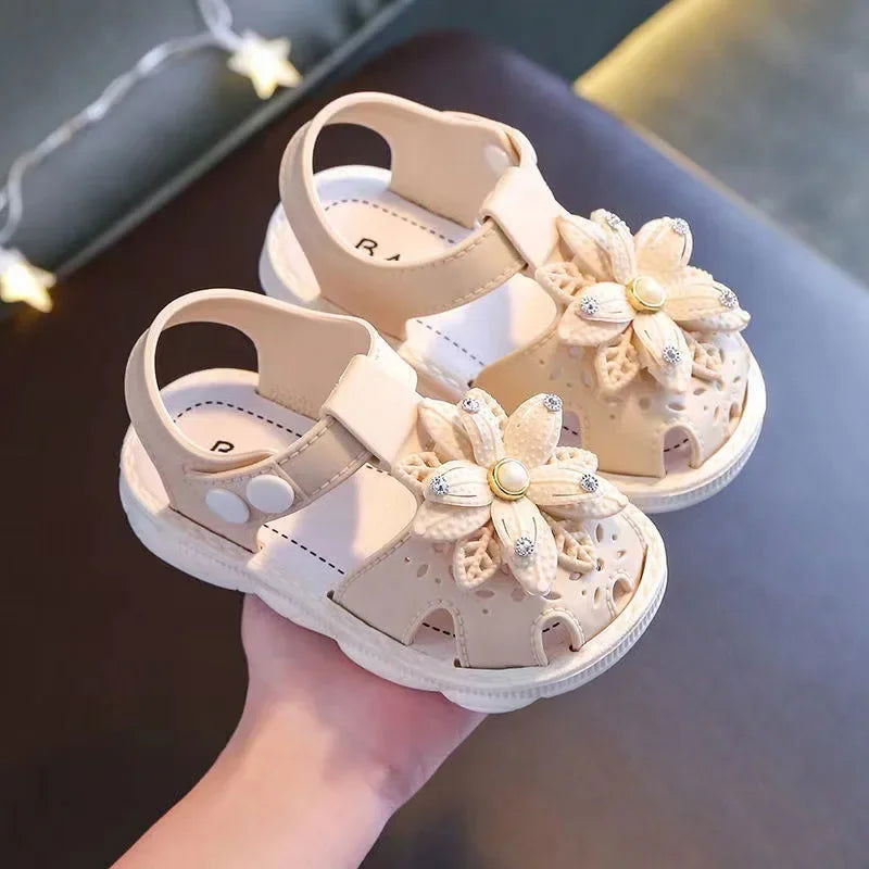 Solid Bow Children's Summer Shoes Cute PVC Beach Non Slip Sandals For Baby Girls Footwear Soft Infant Kids Fashion Sandals - Slobuy
