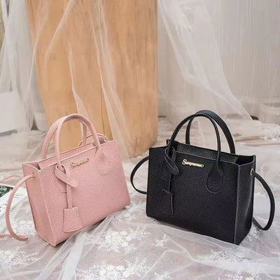 Solid Color Lychee Grain Ladies Handbags Single-shoulder Crossbody Handheld Triple-use Satchel Portable Leisure Bag - Slobuy