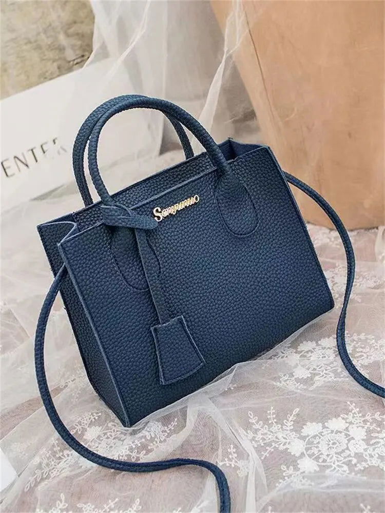 Solid Color Lychee Grain Ladies Handbags Single-shoulder Crossbody Handheld Triple-use Satchel Portable Leisure Bag - Slobuy