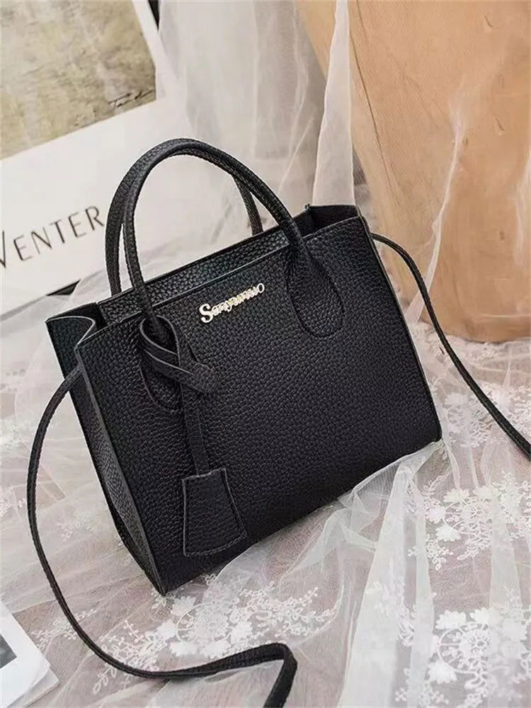 Solid Color Lychee Grain Ladies Handbags Single-shoulder Crossbody Handheld Triple-use Satchel Portable Leisure Bag - Slobuy
