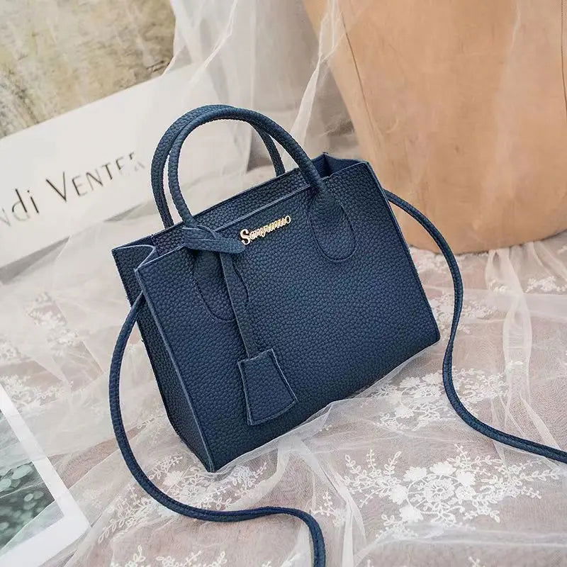 Solid Color Lychee Grain Ladies Handbags Single-shoulder Crossbody Handheld Triple-use Satchel Portable Leisure Bag - Slobuy