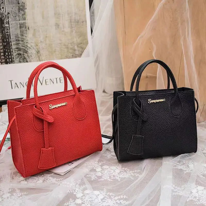 Solid Color Lychee Grain Ladies Handbags Single-shoulder Crossbody Handheld Triple-use Satchel Portable Leisure Bag - Slobuy