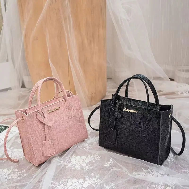 Solid Color Lychee Grain Ladies Handbags Single-shoulder Crossbody Handheld Triple-use Satchel Portable Leisure Bag - Slobuy