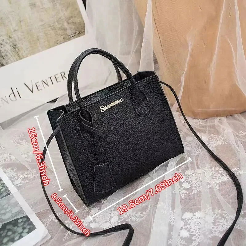 Solid Color Lychee Grain Ladies Handbags Single-shoulder Crossbody Handheld Triple-use Satchel Portable Leisure Bag - Slobuy