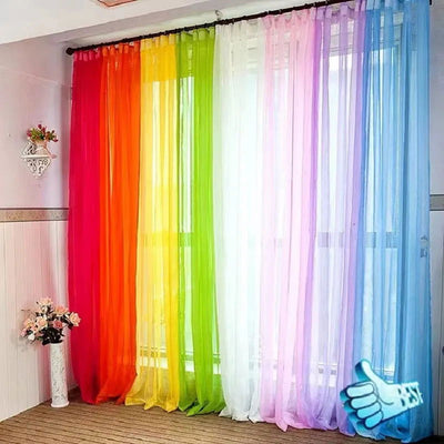Solid Color Multicolor Bay Window Screening Door Curtains Drape Panel Sheer Tulle for Living Room Wedding Decoration - Slobuy