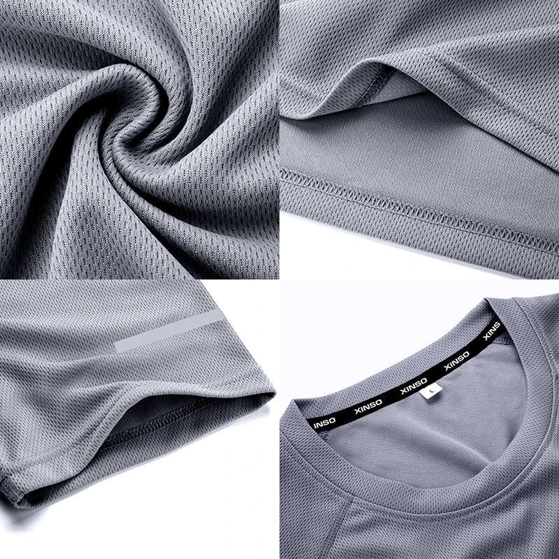 Solid Color Polyester T Shirts Men Clothing Gym Clothing Slim Fit Athletic Wear Camiseta Casual T-Shirt Running Ftness Tops Tees - Slobuy