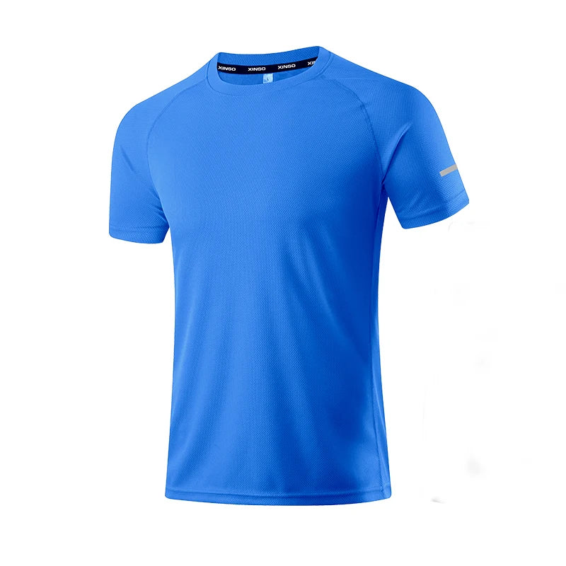 Solid Color Polyester T Shirts Men Clothing Gym Clothing Slim Fit Athletic Wear Camiseta Casual T-Shirt Running Ftness Tops Tees - Slobuy