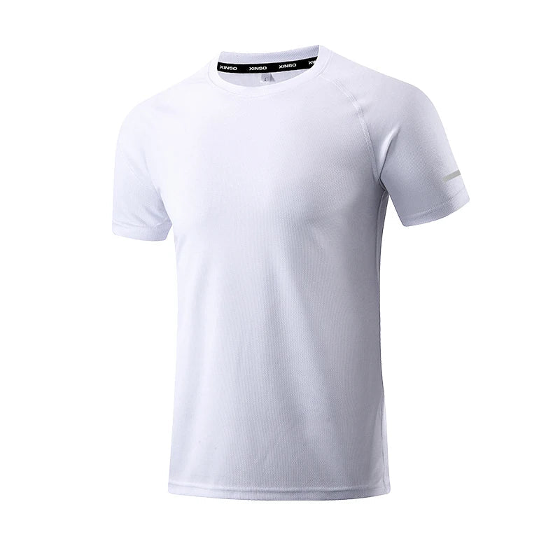 Solid Color Polyester T Shirts Men Clothing Gym Clothing Slim Fit Athletic Wear Camiseta Casual T-Shirt Running Ftness Tops Tees - Slobuy
