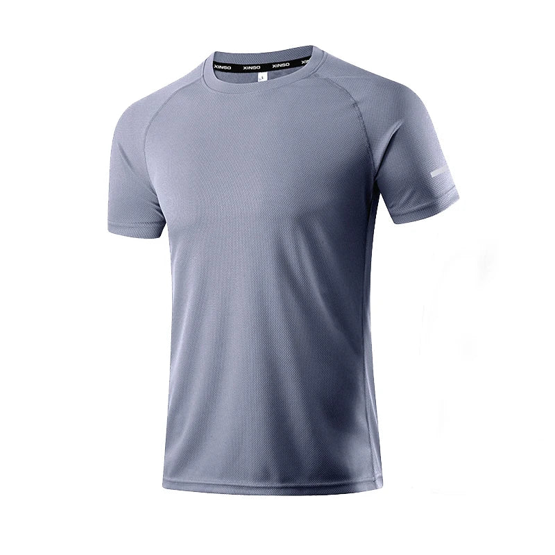 Solid Color Polyester T Shirts Men Clothing Gym Clothing Slim Fit Athletic Wear Camiseta Casual T-Shirt Running Ftness Tops Tees - Slobuy