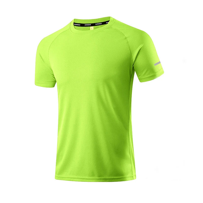 Solid Color Polyester T Shirts Men Clothing Gym Clothing Slim Fit Athletic Wear Camiseta Casual T-Shirt Running Ftness Tops Tees - Slobuy